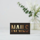 Luxury Nail Business Card – Gold & Black Design 名刺 (スタンド正面)