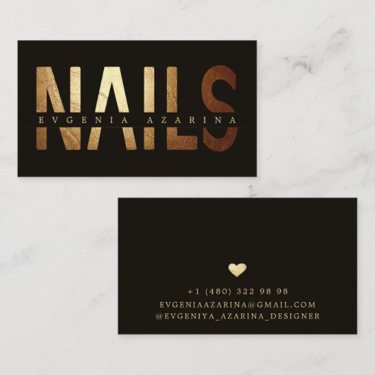 Luxury Nail Business Card – Gold & Black Design 名刺 (正面/裏面)