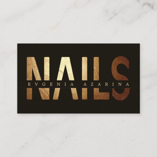 Luxury Nail Business Card – Gold & Black Design 名刺 (正面)
