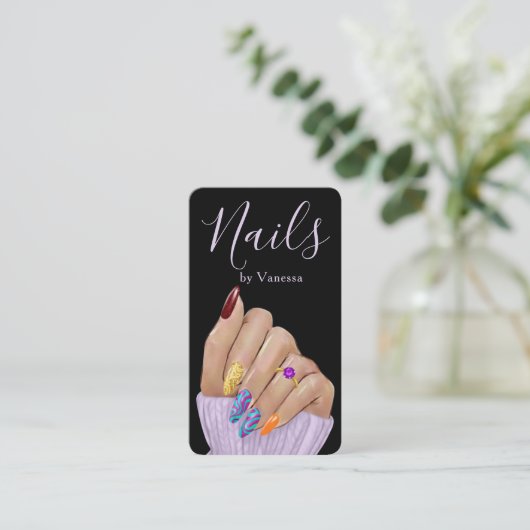 Luxury Nail Salon QR Code Modern Nail Tech 名刺 (スタンド正面)