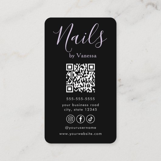 Luxury Nail Salon QR Code Modern Nail Tech 名刺 (裏面)