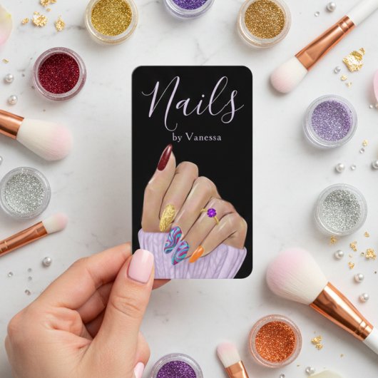 Luxury Nail Salon QR Code Modern Nail Tech 名刺