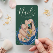 Luxury Nail Studio Dark Green Manicurist Artist 名刺