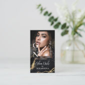 Luxury Nail Technician Artist Black Gold Agate 名刺 (スタンド正面)