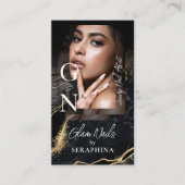 Luxury Nail Technician Artist Black Gold Agate 名刺 (正面)