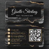 Luxury Nail Technician Black Gold QR Code 名刺