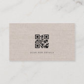 Luxury Natural Brown Linen QR Code 名刺 (裏面)