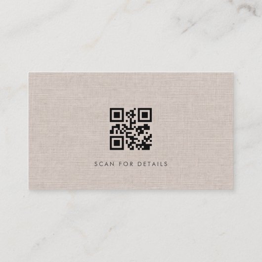 Luxury Natural Brown Linen QR Code 名刺 (裏面)