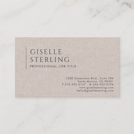 Luxury Natural Brown Linen QR Code 名刺 (正面)