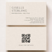 Luxury Natural Ivory Linen QR Code 名刺