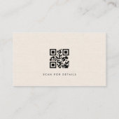 Luxury Natural Ivory Linen QR Code 名刺 (裏面)