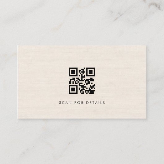 Luxury Natural Ivory Linen QR Code 名刺 (裏面)