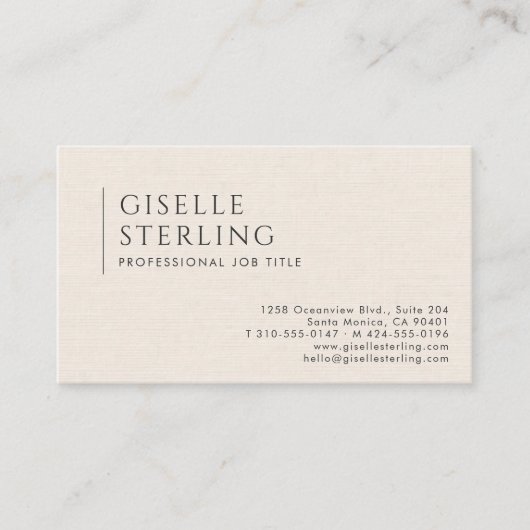 Luxury Natural Ivory Linen QR Code 名刺 (正面)