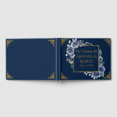 Luxury Navy and Gold Floral Wedding Guest Book  ゲストブック (全面)