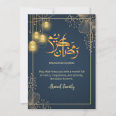 Luxury Navy Blue and Gold Glitter Frame Iftar 招待状 (裏面)