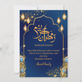 Luxury Navy Blue and Gold Peacock Ramadan Iftar 招待状 (裏面)