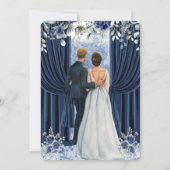 Luxury Navy Blue and Gold Wedding Invitation with  招待状 (裏面)