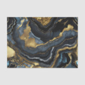 Luxury Navy Blue Black Faux Gold Marble Agate 薄葉紙 (正面)