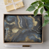 Luxury Navy Blue Black Faux Gold Marble Agate 薄葉紙 (ギフト)