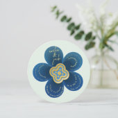 Luxury Navy Blue Floral Wedding Invitation - Custo 招待状 (スタンド正面)