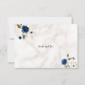 Luxury Navy Blue Gold Floral In Lieu of Favors  ノートカード (裏面)