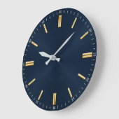 Luxury Navy Blue & Gold Minimalist ラージ壁時計 (傾斜)