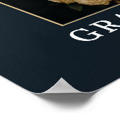 Luxury Navy Blue Gold Photo Wedding Welcome Sign  ポスター (角)