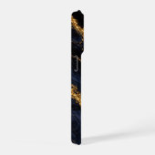 Luxury Navy Blue Marble Gold/Black Vein Phone Case iPhoneケース (右側面)