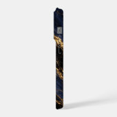 Luxury Navy Blue Marble Gold/Black Vein Phone Case iPhoneケース (左側面)