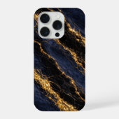 Luxury Navy Blue Marble Gold/Black Vein Phone Case iPhoneケース (裏面)