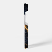 Luxury Navy Blue Marble Gold/White Vein Phone Case iPhoneケース (左側面)