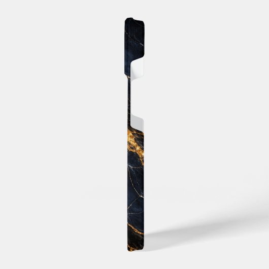 Luxury Navy Blue Marble Gold/White Vein Phone Case iPhoneケース (左側面)