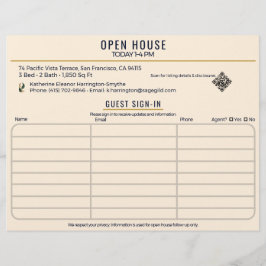Luxury Navy & Cream Realtor Open House Sign-In チラシ