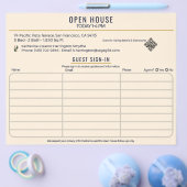 Luxury Navy & Cream Realtor Open House Sign-In チラシ (シングル)
