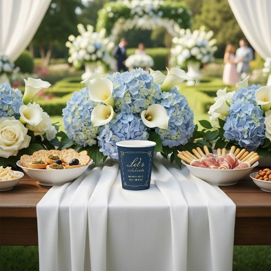 Luxury Navy Gold 80th Birthday Let's Celebrate 紙コップ