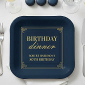 Luxury Navy & Gold 80th Birthday Party ペーパープレート