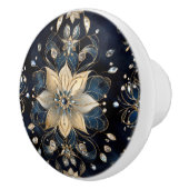 Luxury Navy Gold Floral セラミックノブ (右)