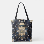 Luxury Navy Gold Floral トートバッグ (裏面)