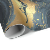 Luxury Navy Gold Fluid Motion Abstract Pattern ラッピングペーパー (ロールコーナー)