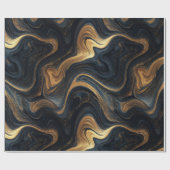 Luxury Navy Gold Fluid Motion Abstract Pattern ラッピングペーパー (フラット)