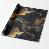 Luxury Navy Gold Fluid Motion Abstract Pattern ラッピングペーパー (アンロールド)