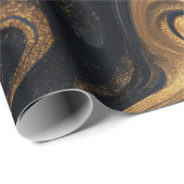 Luxury Navy Gold Fluid Motion Abstract Pattern ラッピングペーパー (ロールコーナー)