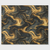 Luxury Navy Gold Fluid Motion Abstract Pattern ラッピングペーパー (フラット)