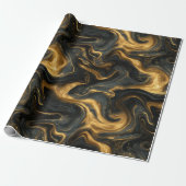 Luxury Navy Gold Fluid Motion Abstract Pattern ラッピングペーパー (アンロールド)