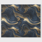 Luxury Navy Gold Fluid Motion Abstract Pattern ラッピングペーパー (フラット)