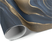 Luxury Navy Gold Fluid Motion Abstract Pattern ラッピングペーパー (ロールコーナー)