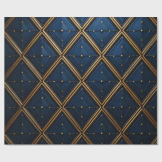 Luxury Navy Gold Geometric Diamond Wrap ラッピングペーパー