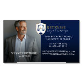 Luxury Navy Gold Law Firm Lawyer Photo Monogram マグネット名刺 (正面)