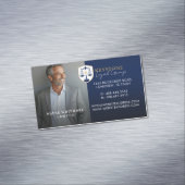 Luxury Navy Gold Law Firm Lawyer Photo Monogram マグネット名刺 (インサイチュ)