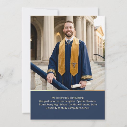 Luxury Navy & Gold Medical 招待状 (裏面)